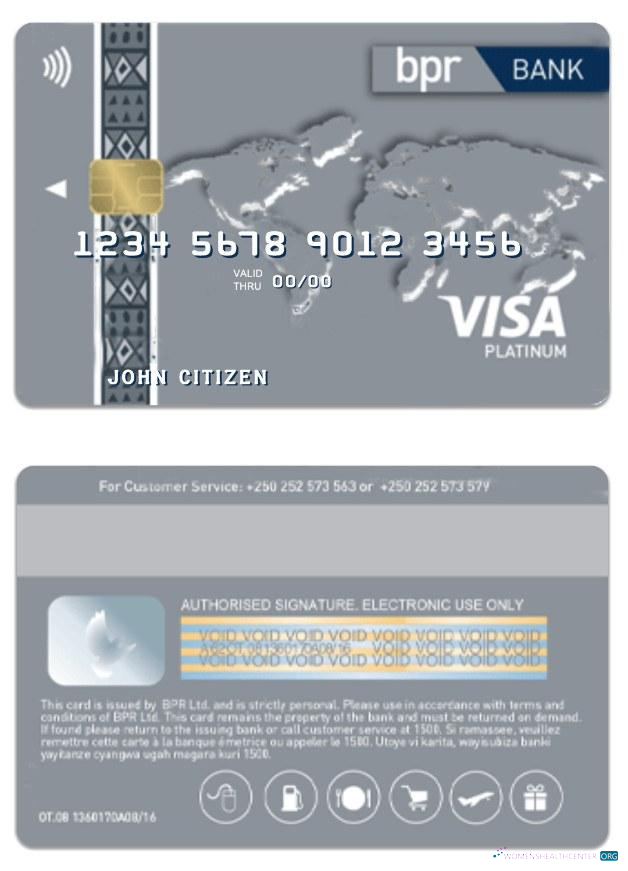 Download Burundi BPR bank visa platinum credit card Photoshop template